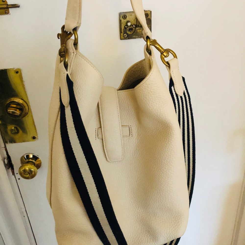 White leather JCrew purse - adjustable strap!